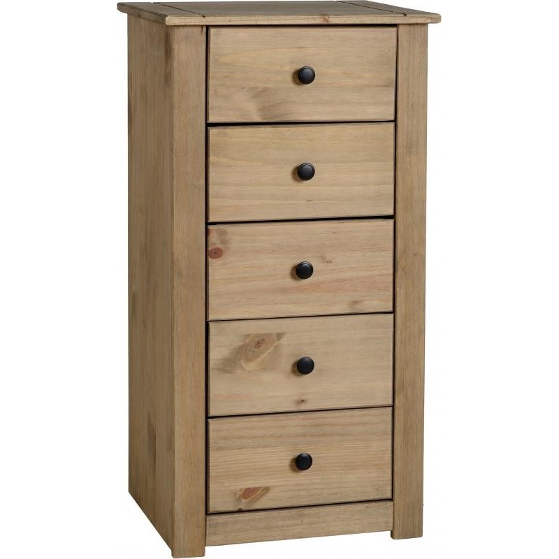 Panama 5 Drawer Narrow Chest Seconique flat packed furniture
