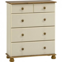 RICHMOND CREAM AND PINE 2 plus 3 DEEP DRAWER CHEST OF DRAWERS