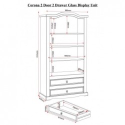 Corona mexica 2 Door 2 Drawer Glass Display Unit