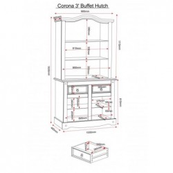 Corona mexican rustic 3 foot Buffet Hutch