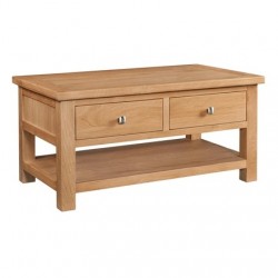 Devonshire Pine and Oak Ready assembled Dorset Oak COFFEE TABLE WITH 2 DRAWERS DOR068
